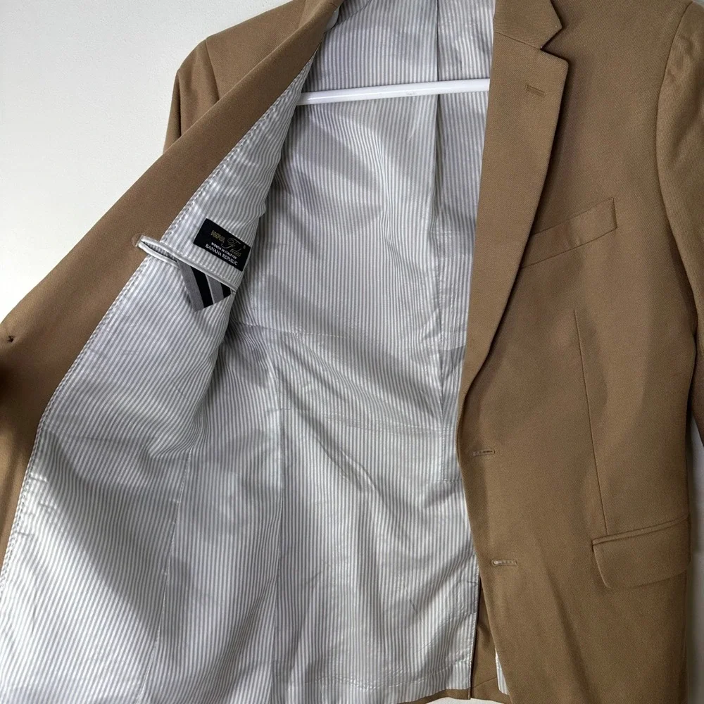 Banana Republic Nova Fides Blazer Men 38R Camel Tan Wool Blend Slim Fit 2 Button